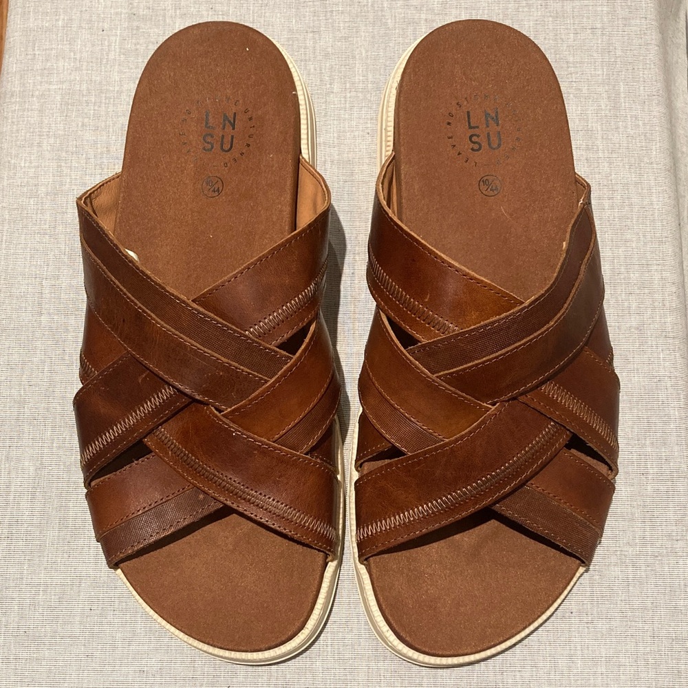 Fat Face/LNSU Men's Brown Leather Slide Sandals Size 10/44
